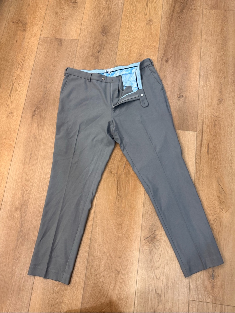 Peter Millar Slate Gray Dress Pants with Light Blue Waist Lining